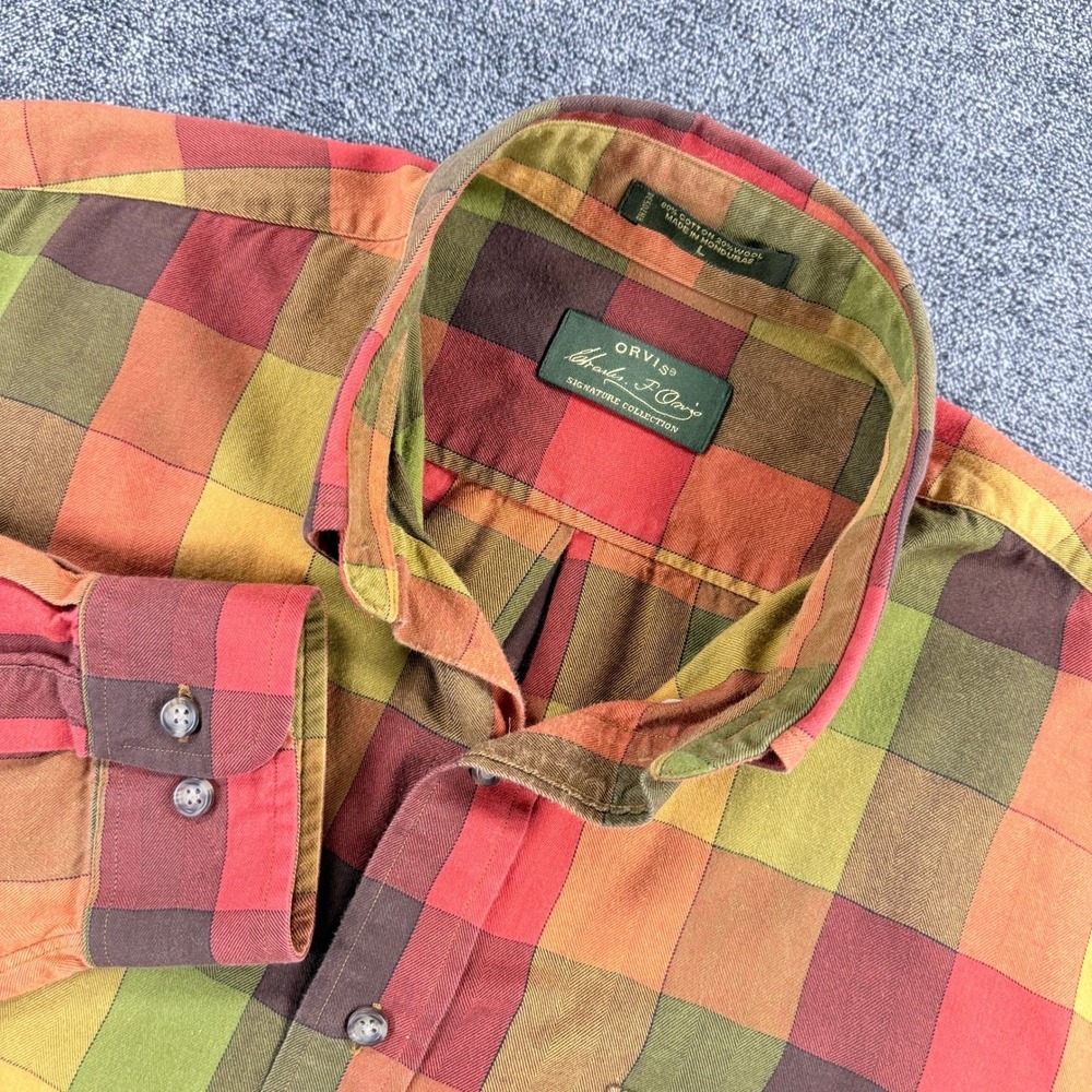 Orvis Charles F Orvis Signature Plaid Cotton Wool Blend Shirt Mens Large L